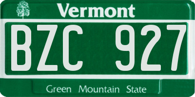 VT license plate BZC927