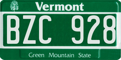 VT license plate BZC928