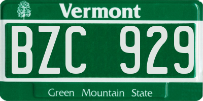 VT license plate BZC929