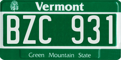 VT license plate BZC931
