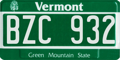 VT license plate BZC932
