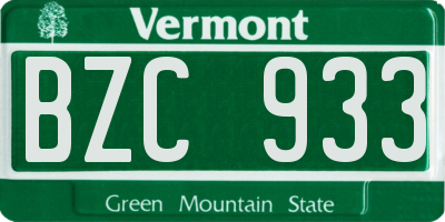 VT license plate BZC933