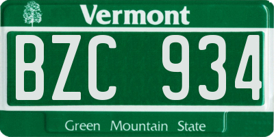 VT license plate BZC934