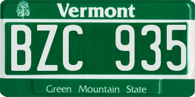 VT license plate BZC935