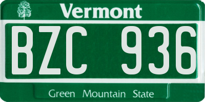 VT license plate BZC936