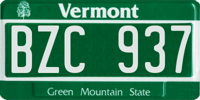 VT license plate BZC937