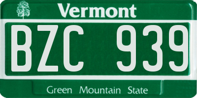 VT license plate BZC939