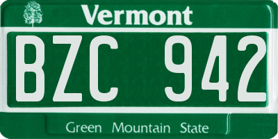 VT license plate BZC942