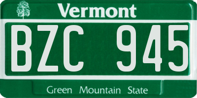VT license plate BZC945