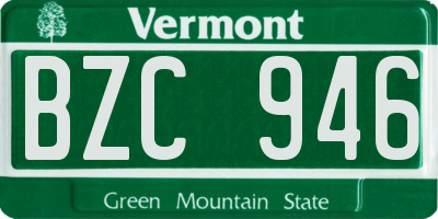 VT license plate BZC946