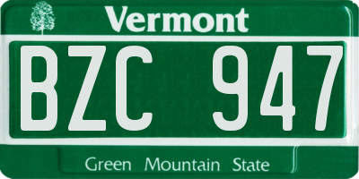 VT license plate BZC947