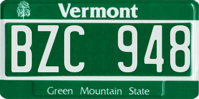 VT license plate BZC948