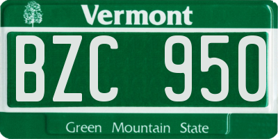 VT license plate BZC950