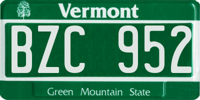 VT license plate BZC952