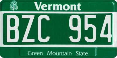 VT license plate BZC954