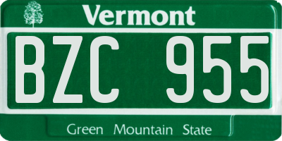 VT license plate BZC955