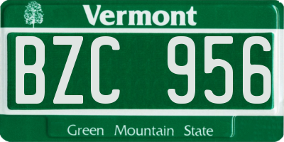 VT license plate BZC956