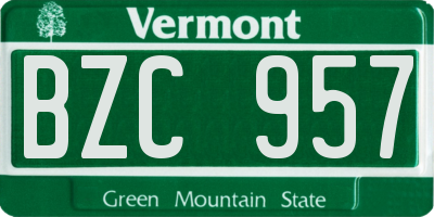 VT license plate BZC957