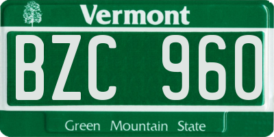 VT license plate BZC960