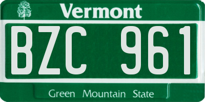 VT license plate BZC961