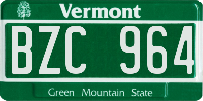 VT license plate BZC964
