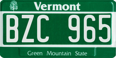 VT license plate BZC965
