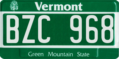 VT license plate BZC968