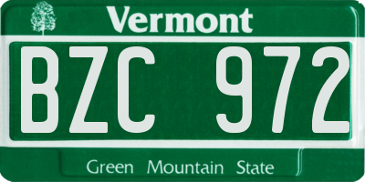 VT license plate BZC972