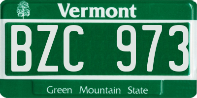VT license plate BZC973