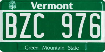 VT license plate BZC976
