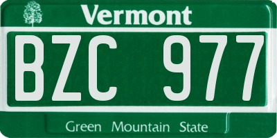 VT license plate BZC977