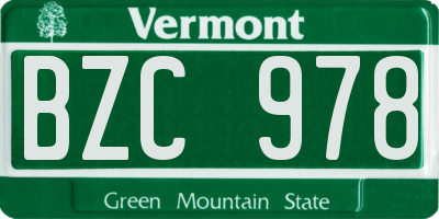 VT license plate BZC978