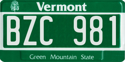 VT license plate BZC981