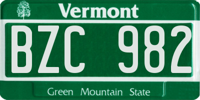 VT license plate BZC982