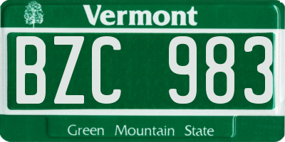 VT license plate BZC983