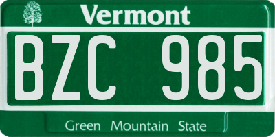 VT license plate BZC985