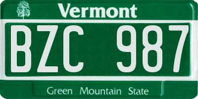VT license plate BZC987