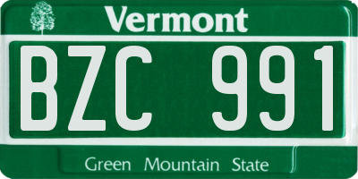 VT license plate BZC991