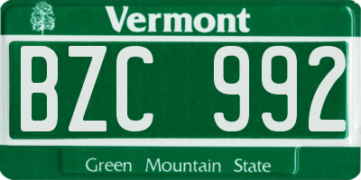 VT license plate BZC992