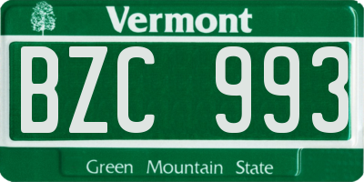 VT license plate BZC993