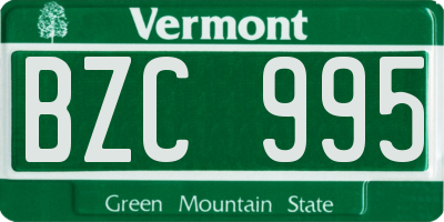 VT license plate BZC995