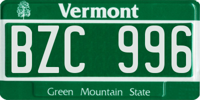VT license plate BZC996