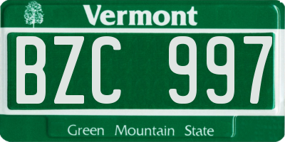 VT license plate BZC997