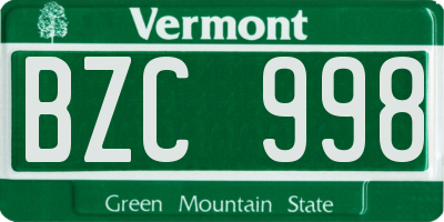 VT license plate BZC998