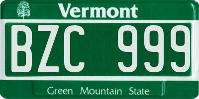 VT license plate BZC999
