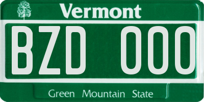 VT license plate BZD000