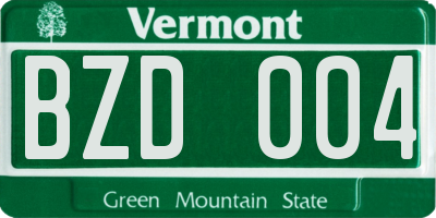VT license plate BZD004
