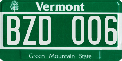 VT license plate BZD006