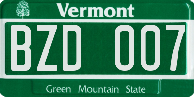 VT license plate BZD007