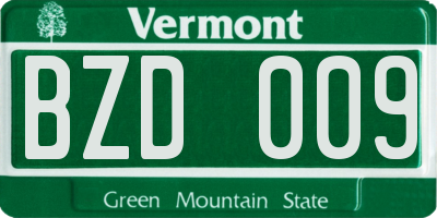 VT license plate BZD009